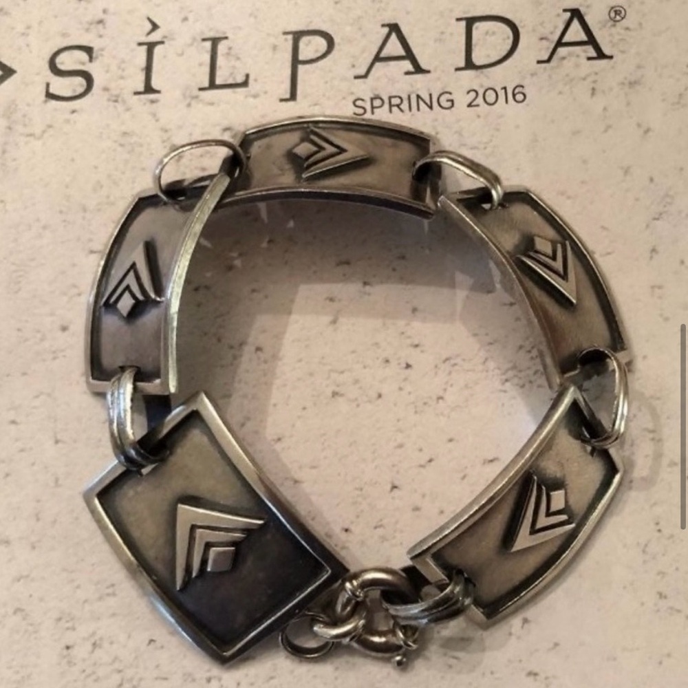 Exclusive Silpada Sterling Silver Logo Signature Link Bracelet